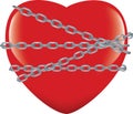 Red heart immobilized and chained Royalty Free Stock Photo