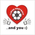 Red heart with an inscription - I love football Royalty Free Stock Photo