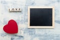 Red heart . The inscription from wooden cubes LOVE. frame for text on a light background. Holiday concept - Valentine`s Day Royalty Free Stock Photo