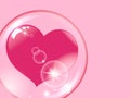 Red heart inside a transparent sphere on a pink background soap bubble Royalty Free Stock Photo