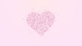 Red heart is isolated on light pink background. Accumulation of little hearts creates one large heart. Lying heart is