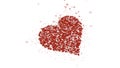 Red heart is isolated on white background. Accumulation of little hearts creates one large heart. Lying heart is