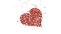 Red heart is isolated on white background. Accumulation of little hearts creates one large heart. Lying heart is