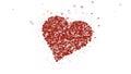 Red heart is isolated on white background. Accumulation of little hearts creates one large heart. Lying heart is