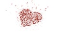 Red heart is isolated on white background. Accumulation of little hearts creates one large heart. Lying heart is