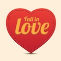 Red Heart label - Fall in love vector