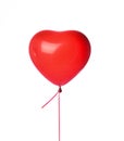 Red heart latex balloon single object for birthday party isolated on white