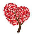 Red heart leaf and tree vector design