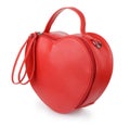 Red heart leather handbag