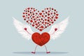 Red heart with legs and beautiful wings. Raise your hands up Royalty Free Stock Photo