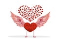 Red heart with legs and beautiful wings. Raise your hands Royalty Free Stock Photo