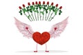 Red heart with legs and beautiful wings. Raise your hands up Royalty Free Stock Photo