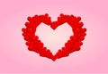 Red heart , light and shiny, pink background Royalty Free Stock Photo