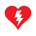 Red heart lightning icon, vector love valentine day design element.
