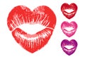 Red heart lips, vector set Royalty Free Stock Photo