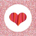 Red heart and little hearts around. Valentines Day background with many hearts on a white background Royalty Free Stock Photo