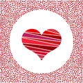 Red heart and little hearts around. Valentines Day background with many hearts Royalty Free Stock Photo