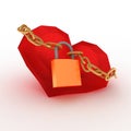 Red heart locked with chain. Love concept. The idea of Valentine's Day Royalty Free Stock Photo