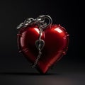 Red heart locked with chain Royalty Free Stock Photo