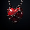 Red heart locked with chain Royalty Free Stock Photo