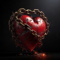 Red heart locked with chain Royalty Free Stock Photo