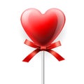 Red heart-lollipop isolated on white