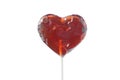 Red heart lollipop isolated on white background. Sweet candy heart Royalty Free Stock Photo