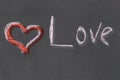 Red heart Love chalk inscription handmade on black slate board design art festive base Royalty Free Stock Photo