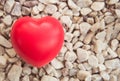 Red heart in love of Valentine's day with white stone background Royalty Free Stock Photo