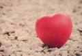 Red heart in love of Valentine's day with white stone background Royalty Free Stock Photo