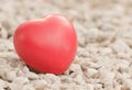 Red heart in love of Valentine's day with white stone background Royalty Free Stock Photo
