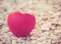 Red heart in love of Valentine's day with white stone background Royalty Free Stock Photo