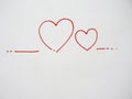 Red heart love Valentine symbol outline on white paper