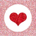 Red heart made of pixels and little hearts around. Valentines Day background Royalty Free Stock Photo