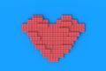 Red heart made from plastic toy constructor bricks