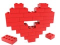 Red heart made of toy bricks with an empty middle Royalty Free Stock Photo