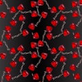 Red heart metal chained seamless pattern. Vector illustration. Royalty Free Stock Photo