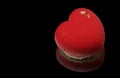 Red heart mousse cake with golden sides