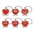 Red heart necklace cartoon character with nope expression Royalty Free Stock Photo