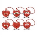 Red heart necklace cartoon character with sad expression