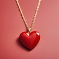 a red heart necklace on a red background Royalty Free Stock Photo