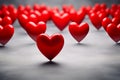 Red heart next to a many hearts, illustrating exceptional love or finding the right person, perfect for a Valentine Royalty Free Stock Photo