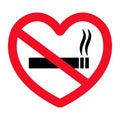 Red heart with a no smoking. Stop smoking Vector illustration Royalty Free Stock Photo