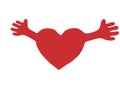 Red heart with open arms