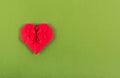 Red heart origami. Paper heart. Copy space. Valentine`s day card