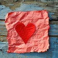 Red heart from paper gift, valentine day