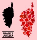 Red Heart Pattern Map of Corsica