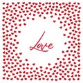 Cute love frame made of small red hearts on white background vector illustration Royalty Free Stock Photo