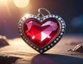 Red heart pendant with small diamonds Royalty Free Stock Photo