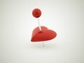 Red heart pierced with push pin rendered Royalty Free Stock Photo